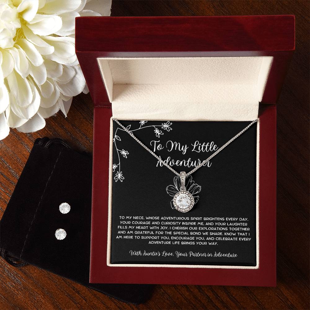To My Little Adventurer - From Aunt to Niece Eternal Hope Necklace With Earrings - SOUVMOUR