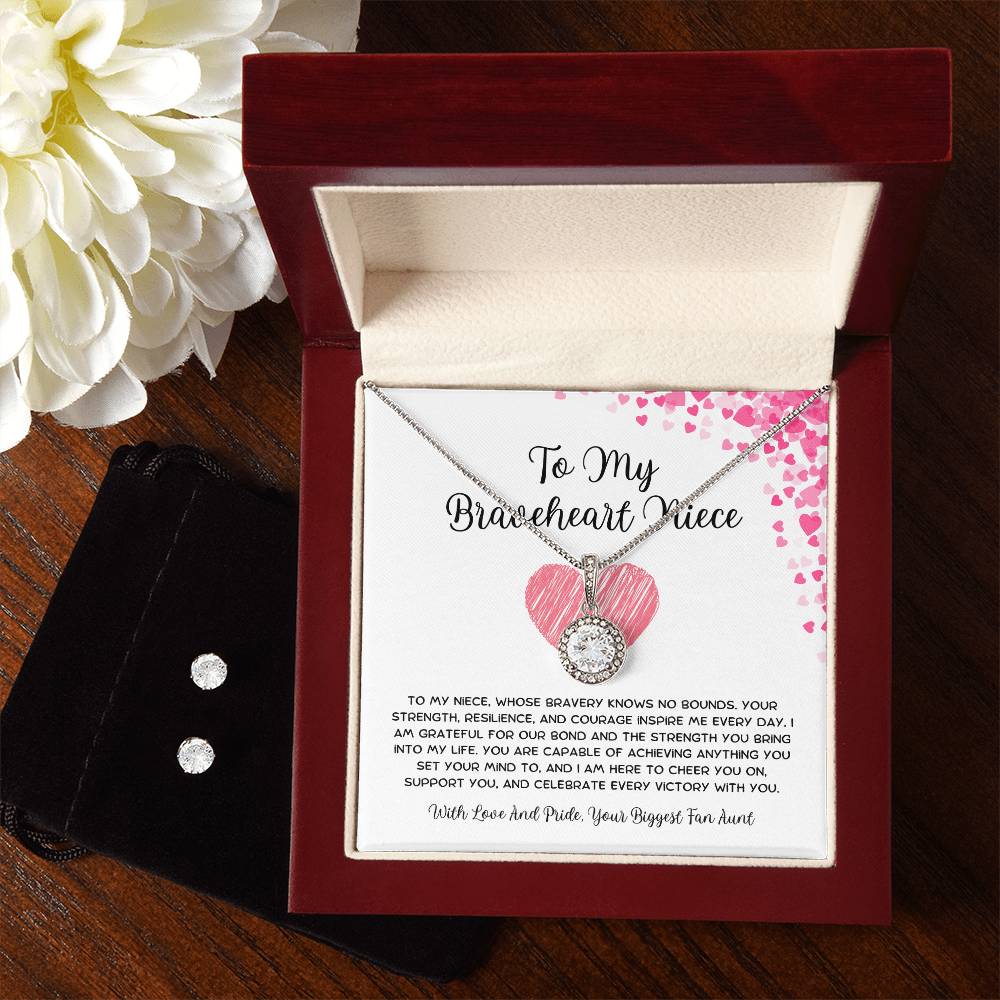 To My Braveheart Niece - From Aunt to Niece Eternal Hope Necklace With Earrings - SOUVMOUR