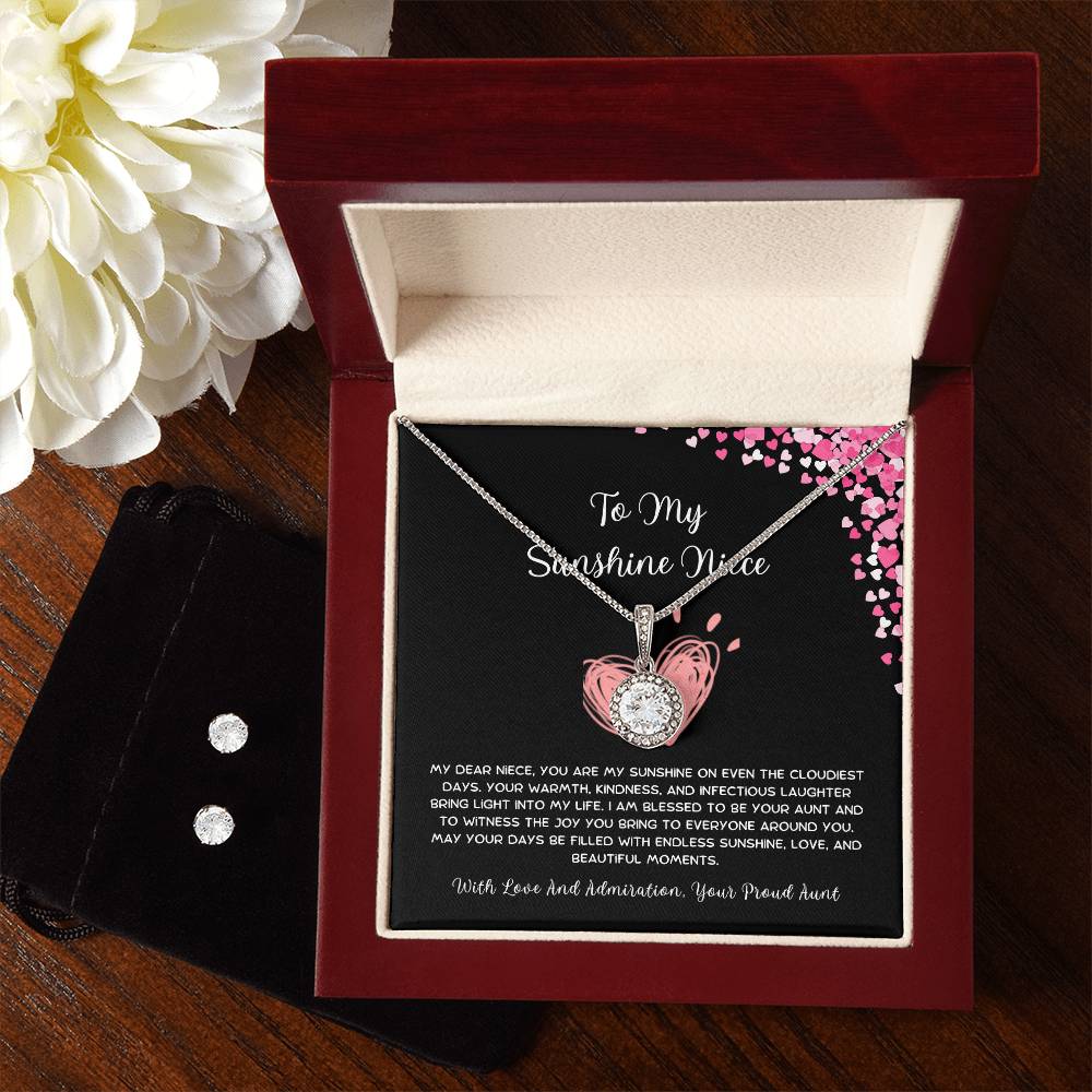 To My Sunshine Niece - From Aunt to Niece Eternal Hope Necklace With Earrings - SOUVMOUR