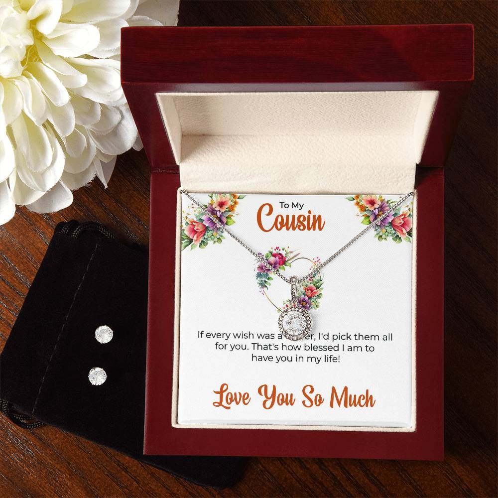 Cousin Necklace | To My Cousin My Best Friend - Eternal Hope Necklace & Earring Set | Cousin Friendship Necklace