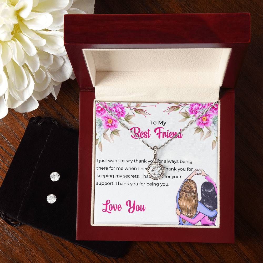 To My Lifetime Best Friend - Eternal Hope Necklace and Earrings Set | Gift for Best Friend | Friendship Gift