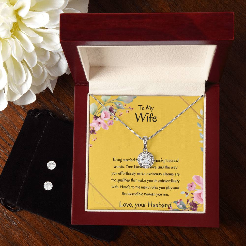 To My Wife, The Light of My Universe - Eternal Hope Necklace & Earring Set