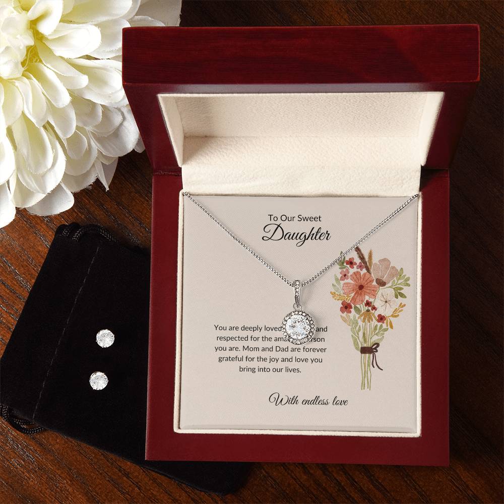 To My Sweet Daughter – Heartfelt Eternal Hope Necklace & Earrings Set