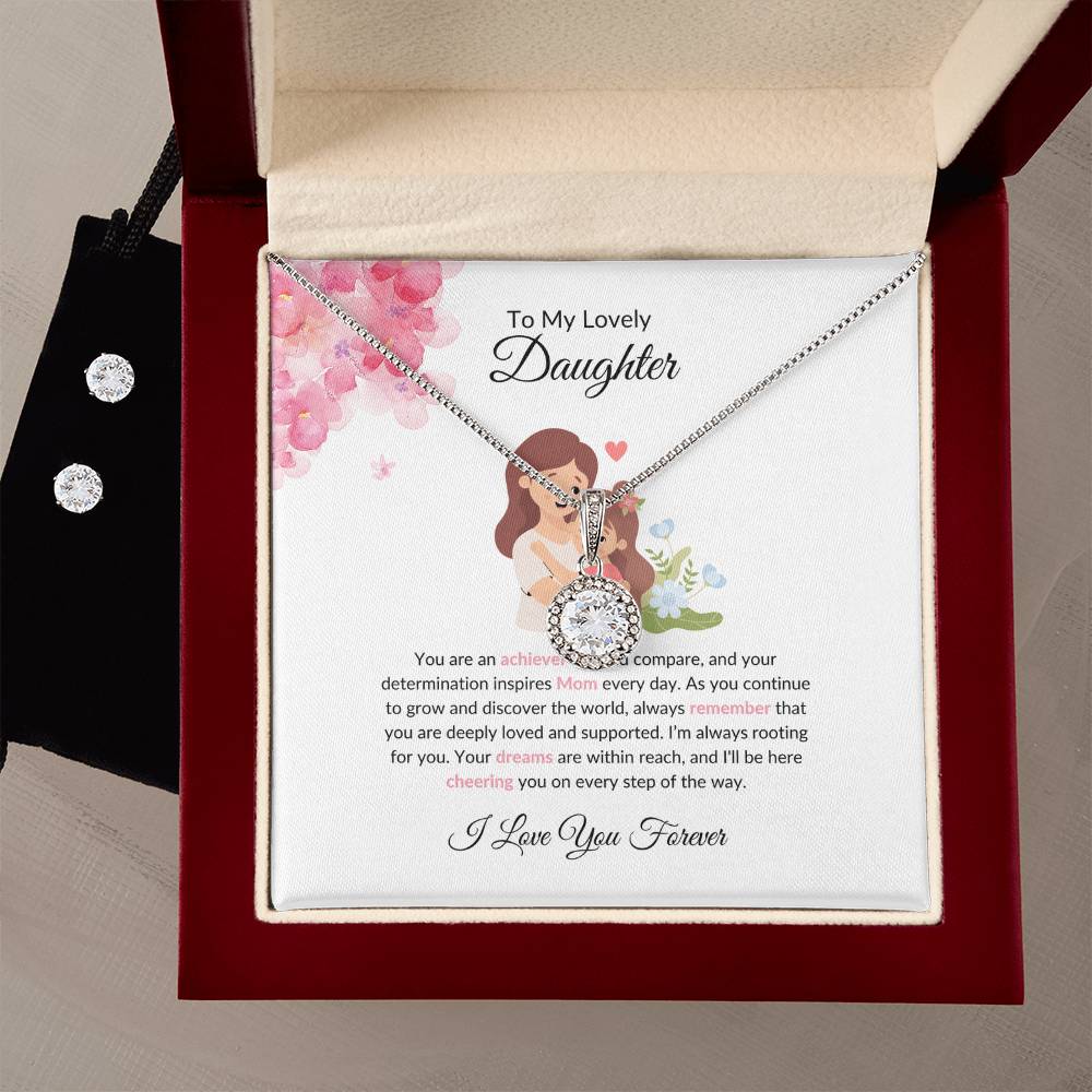 To My Lovely Daughter Necklace – Heartfelt And Supportive Eternal Hope Necklace & Earrings