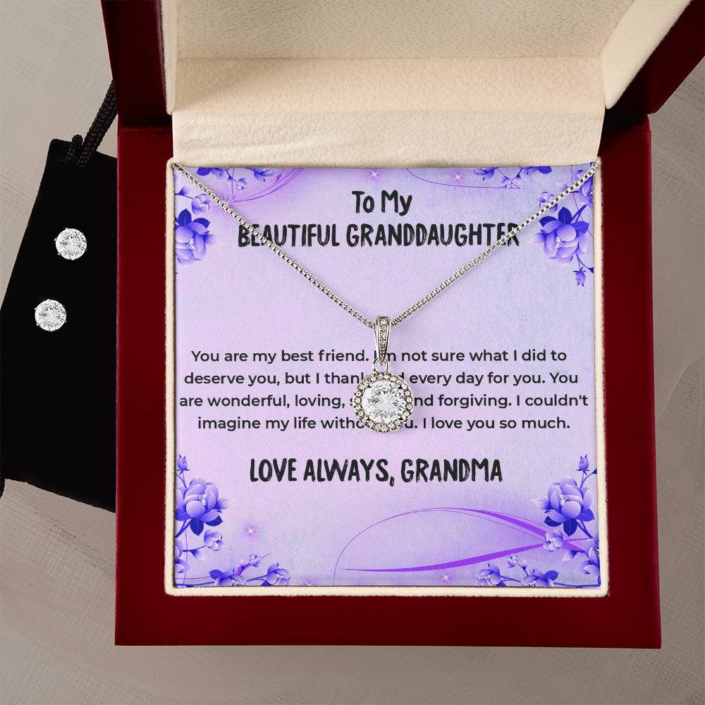 To My Wonderful Granddaughter | Eternal Hope Necklace & Earring Set, Grandmother & Granddaughter Bond Necklace
