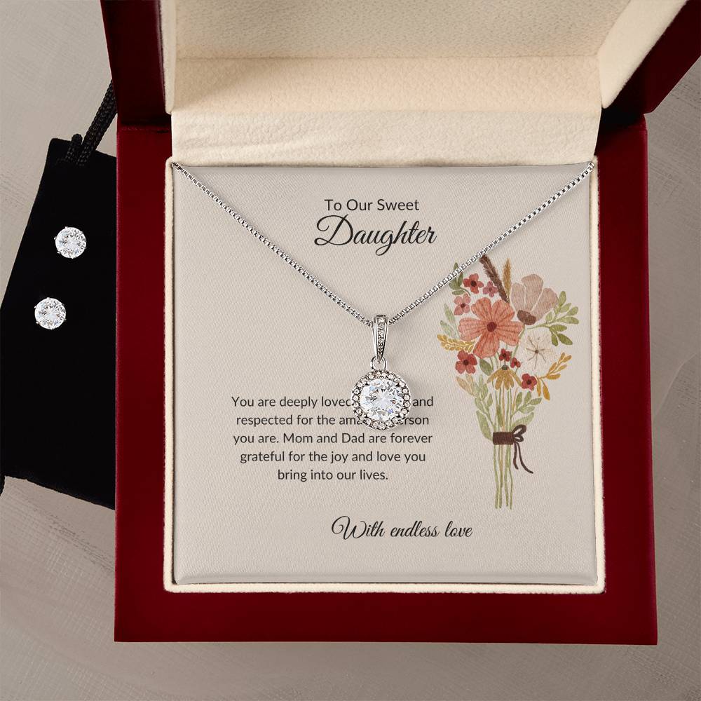 To My Sweet Daughter – Heartfelt Eternal Hope Necklace & Earrings Set