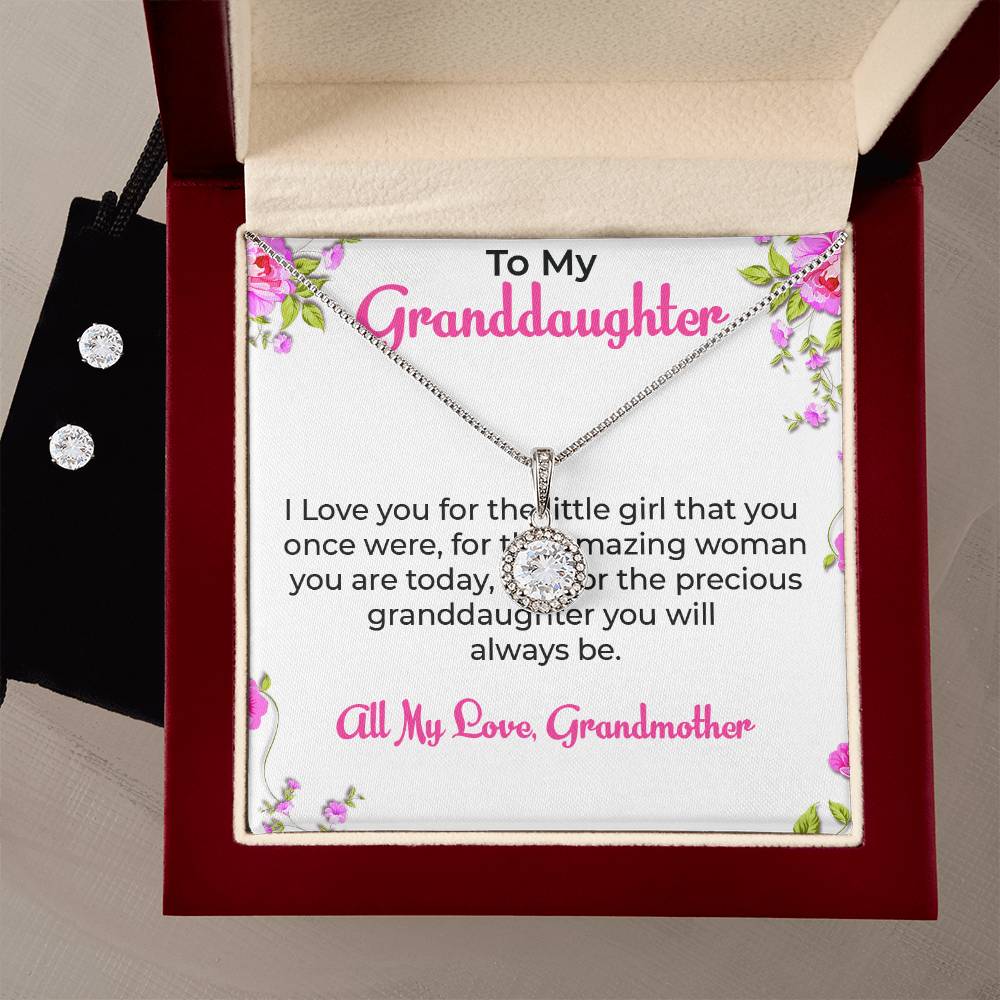 To My Dear Granddaughter | Eternal Hope Necklace & Earring Set, Grandmother & Granddaughter Bond Necklace