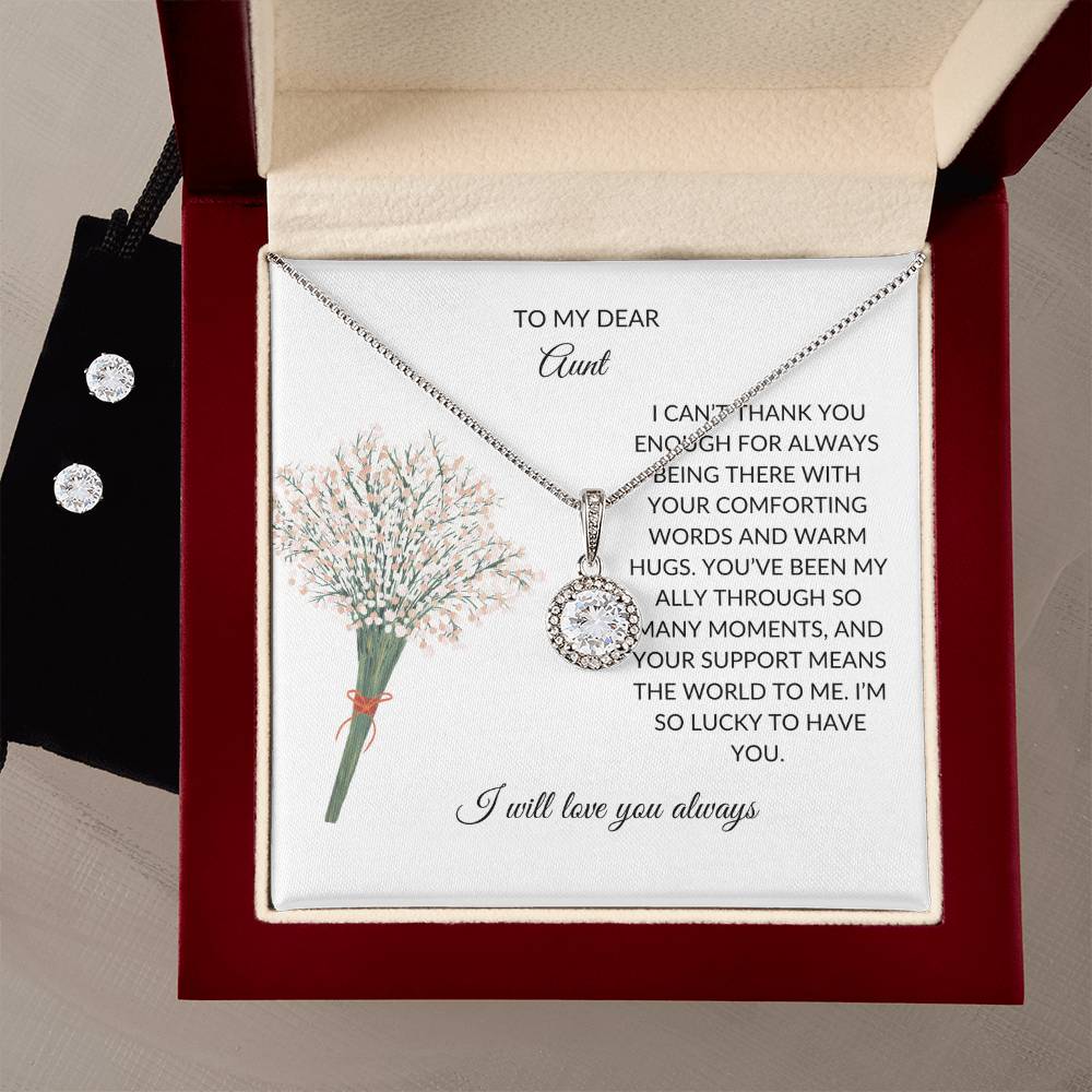 To My Dear Aunt- Necklace & Earrings Gift Set | Necklace Gift For Aunt - SOUVMOUR