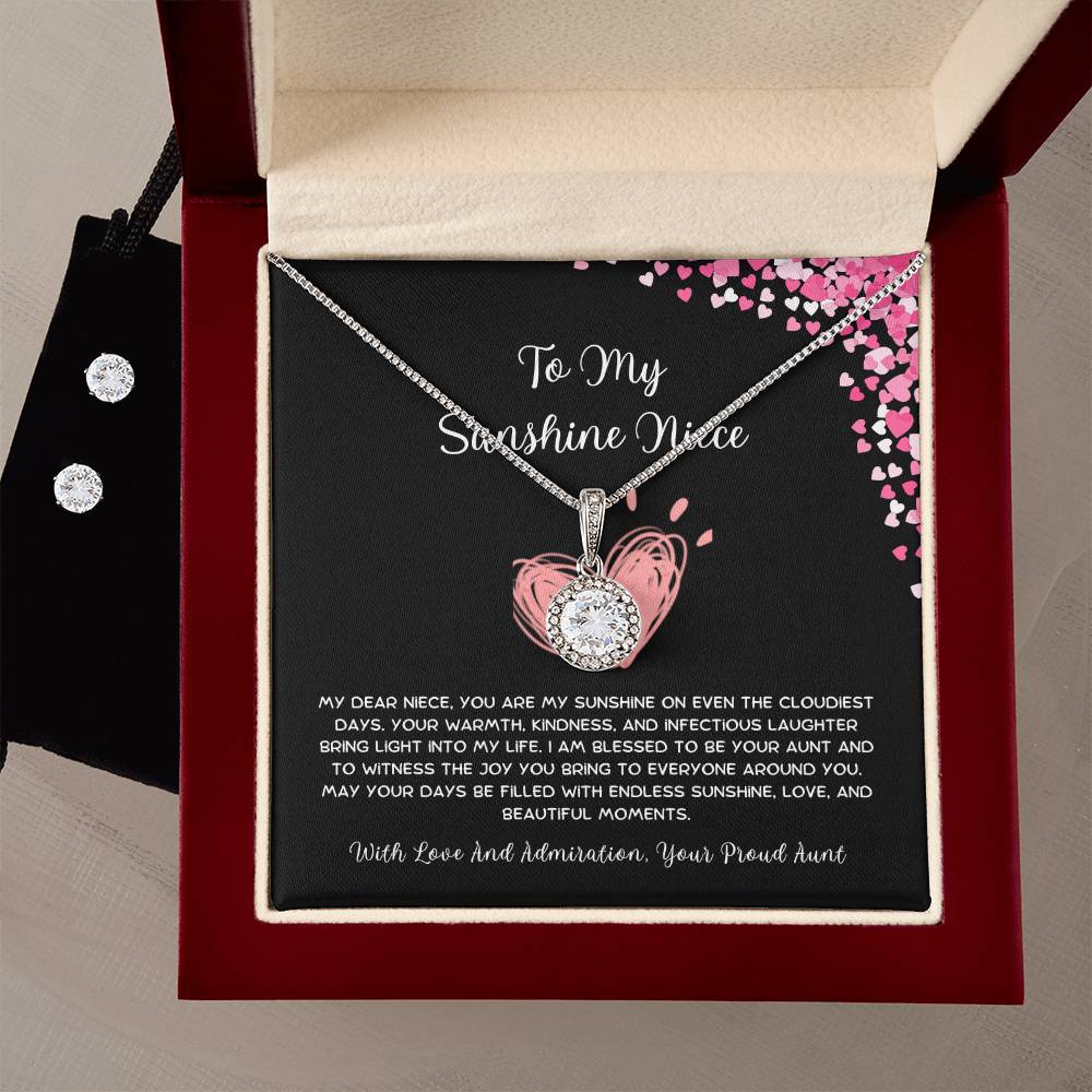 To My Sunshine Niece - From Aunt to Niece Eternal Hope Necklace With Earrings - SOUVMOUR