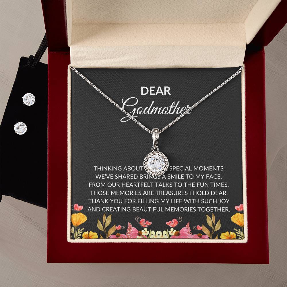 To My Dear Godmother Eternal Hope Necklace & Earring Set – Elegant Jewelry Gift | Godmother Gift