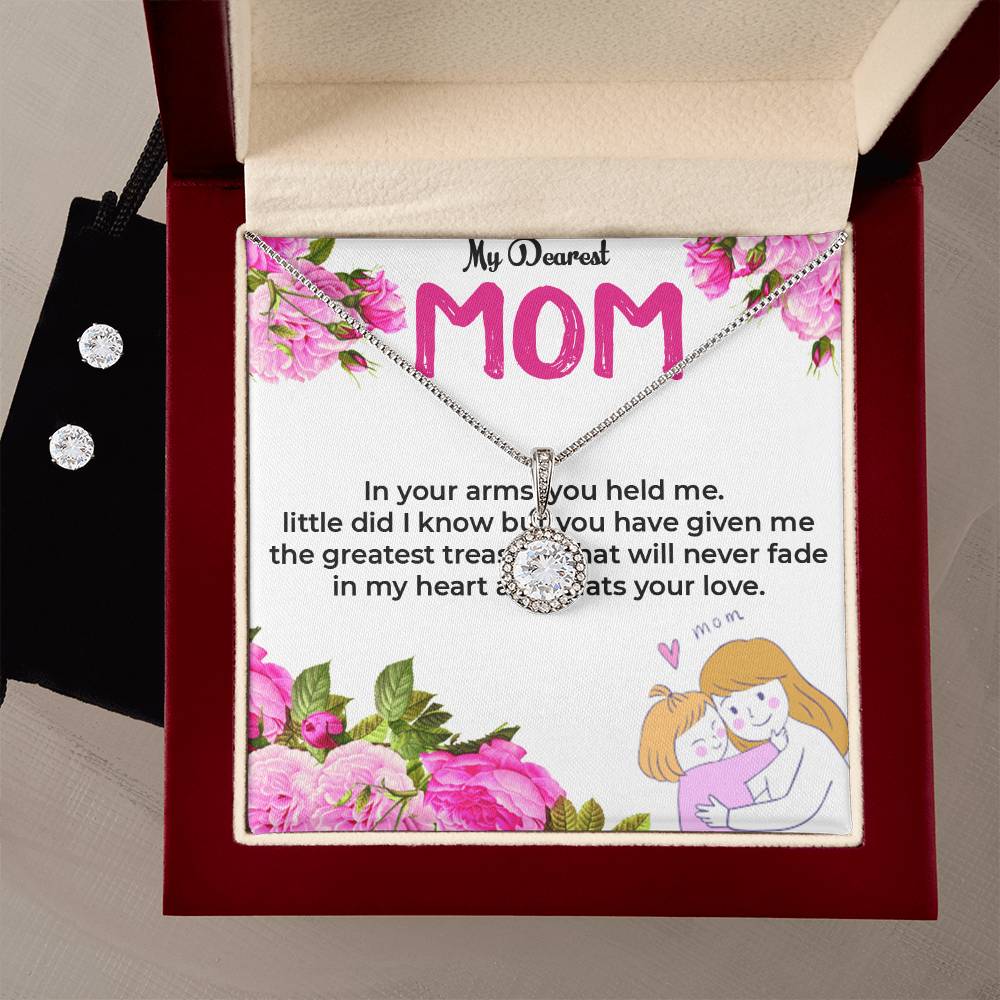 To My Dearest Mom | Heartfelt Eternal Hope Necklace & Earring Set | Necklace Gift For Mom