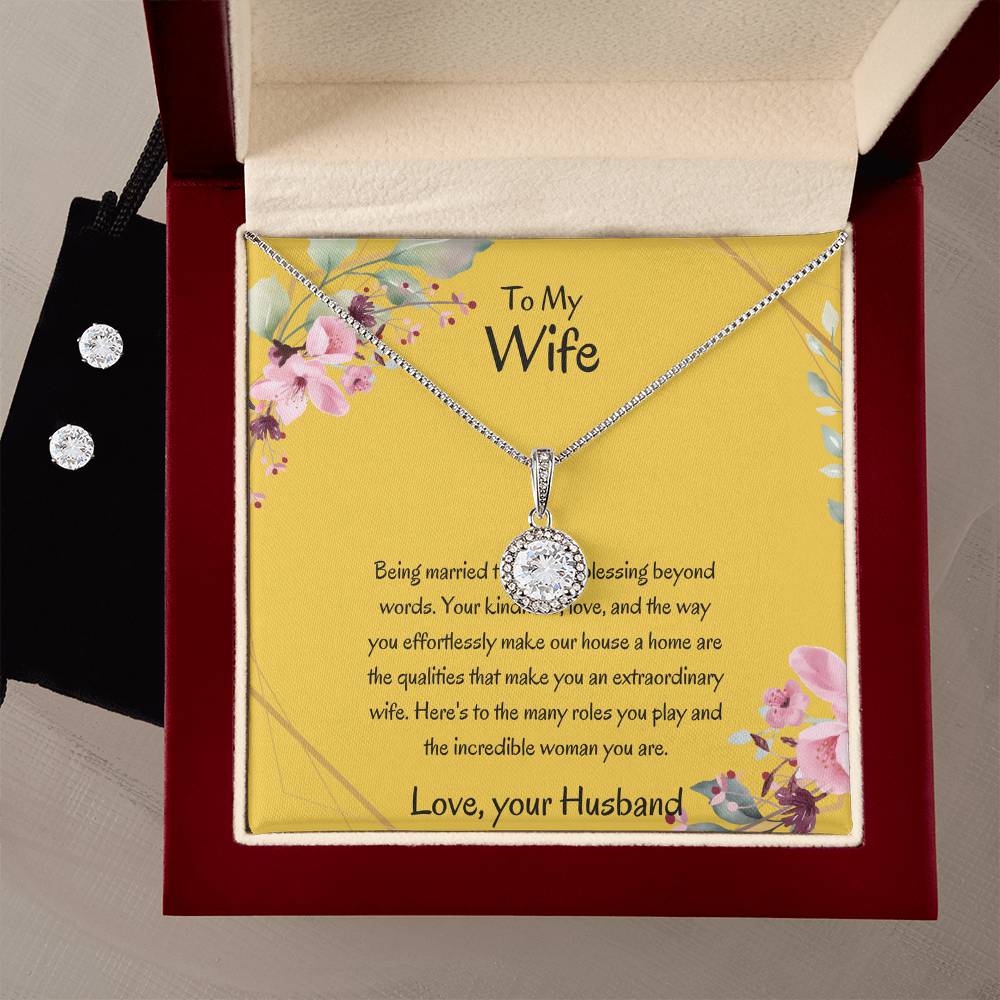To My Wife, The Light of My Universe - Eternal Hope Necklace & Earring Set