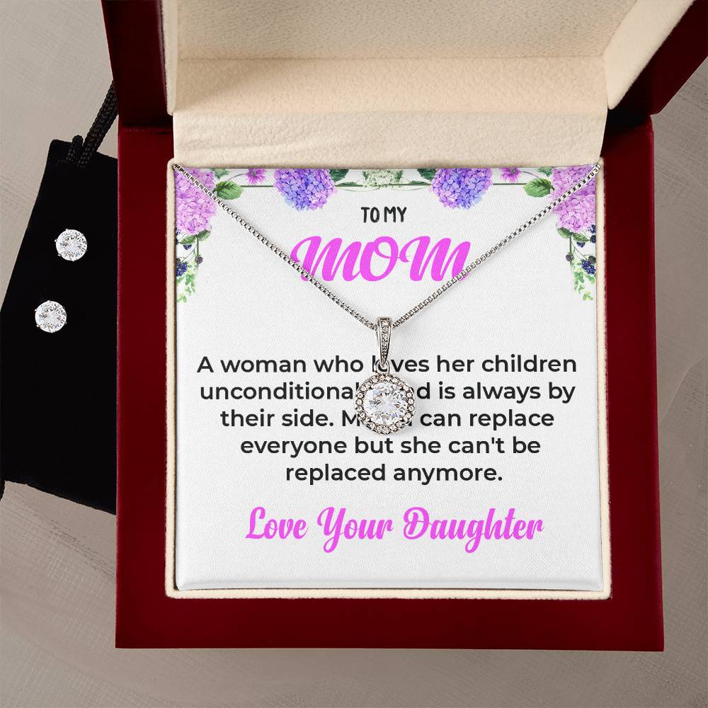 To My Mom | Eternal Hope Necklace & Earring Set | Mother and Daughter Bond Jewelry | Necklace Gift For Mom