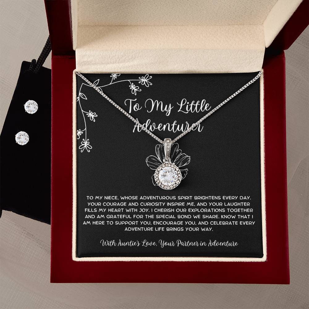 To My Little Adventurer - From Aunt to Niece Eternal Hope Necklace With Earrings - SOUVMOUR