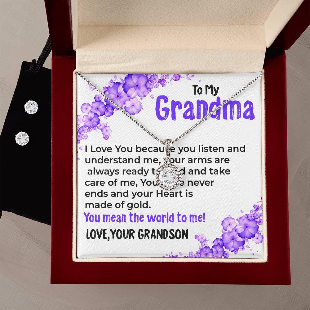To My Grandma, My World | Stunning Eternal Hope Necklace Gift from Grandson | Gift for Grandma