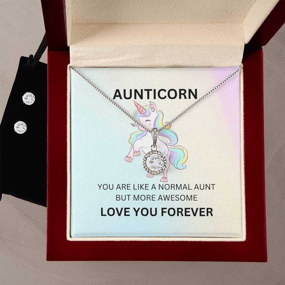 To My Auntie – Aunticorn Necklace and Earrings Set | Fun Gift for the Best Aunt - SOUVMOUR