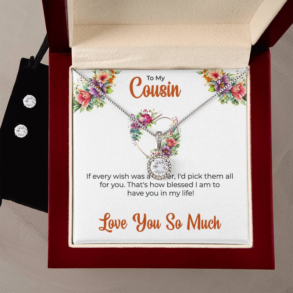 Cousin Necklace | To My Cousin My Best Friend - Eternal Hope Necklace & Earring Set | Cousin Friendship Necklace