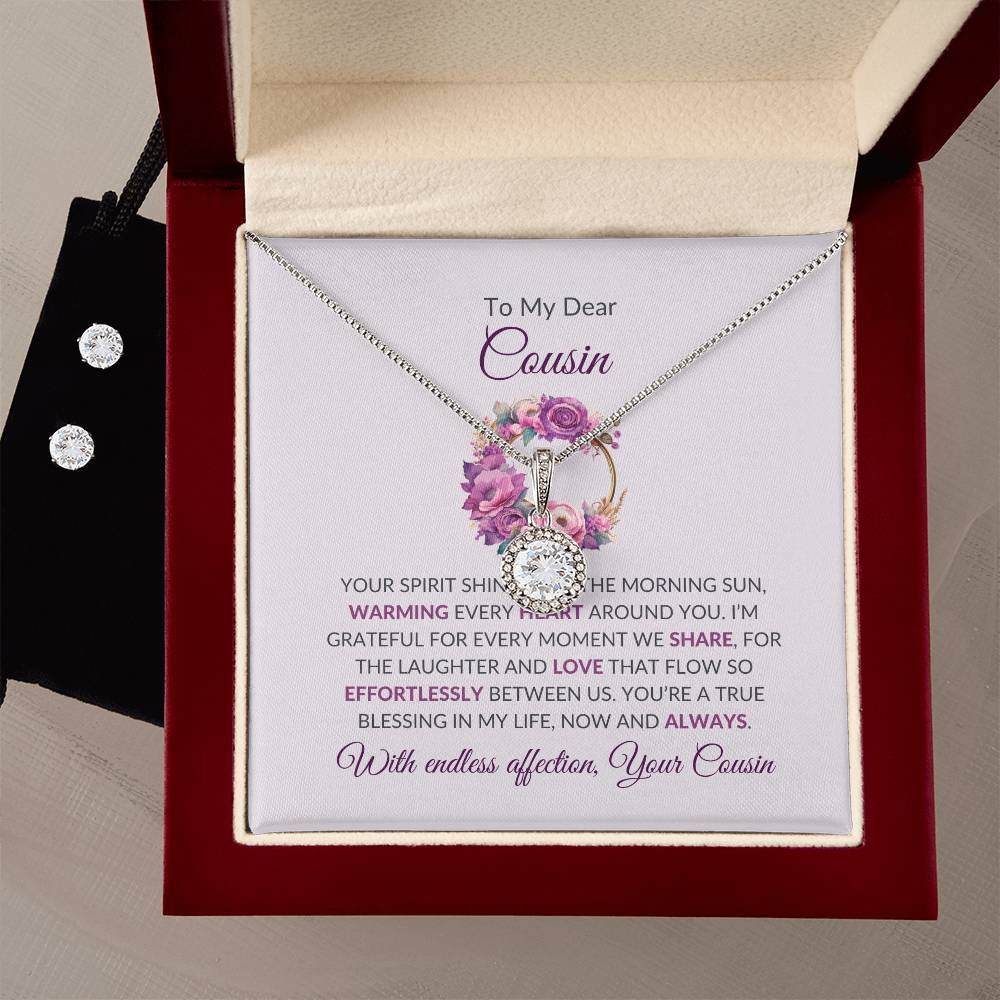 Cousin Necklace | To My Dear Cousin - Eternal Hope Necklace & Earring Set | Cousin Friendship Necklace