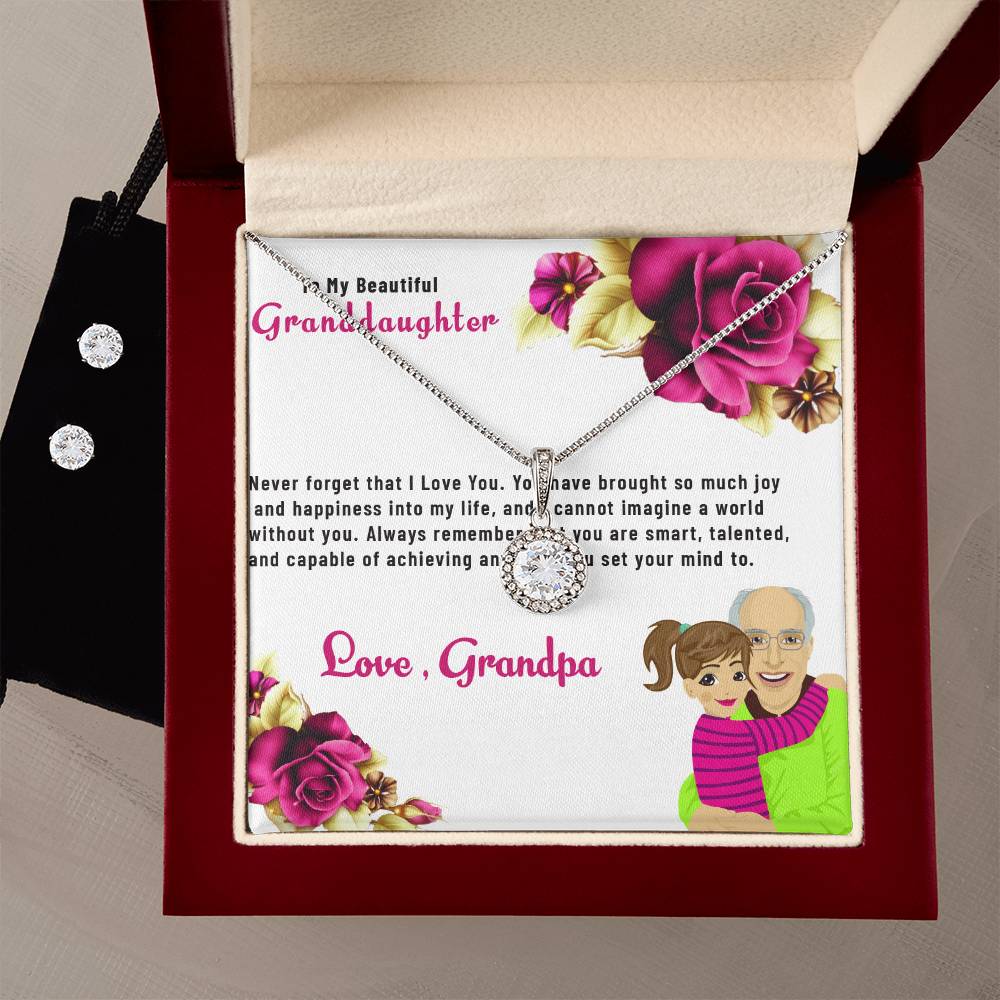 To My Lovely Granddaughter | Eternal Hope Necklace & Earring Set, Gift from Grandpa to Granddaughter