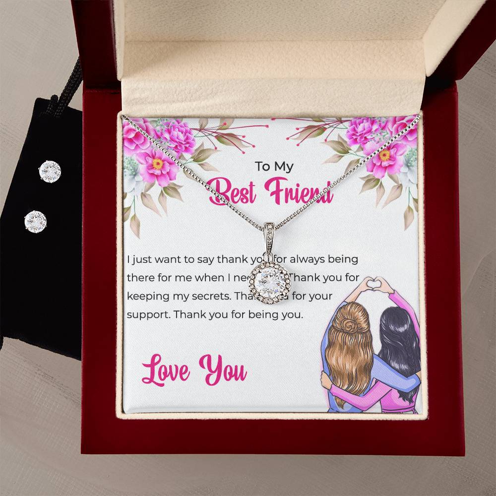 To My Lifetime Best Friend - Eternal Hope Necklace and Earrings Set | Gift for Best Friend | Friendship Gift