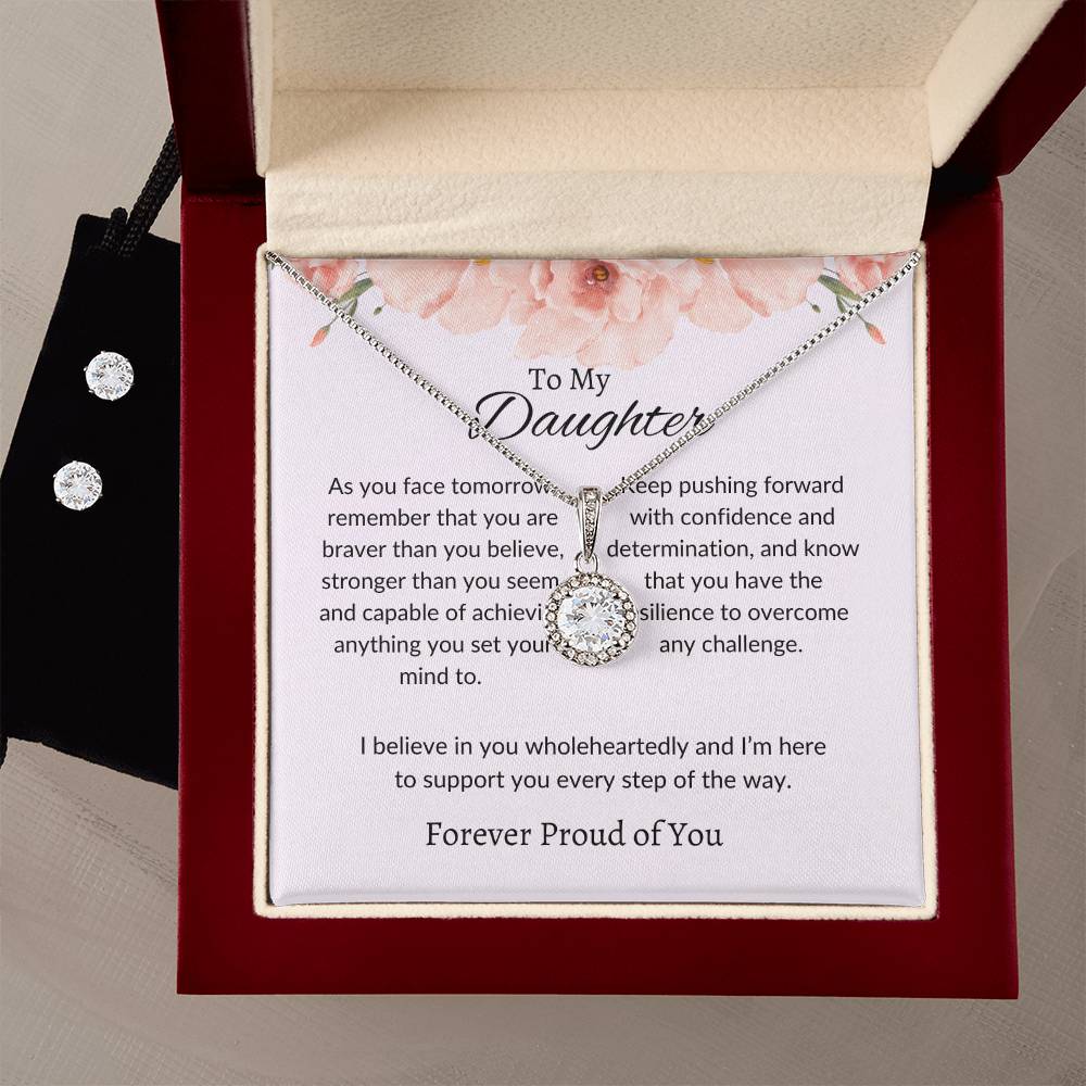 To My Daughter – Heartfelt Eternal Hope Necklace & Earrings Bundle Gift