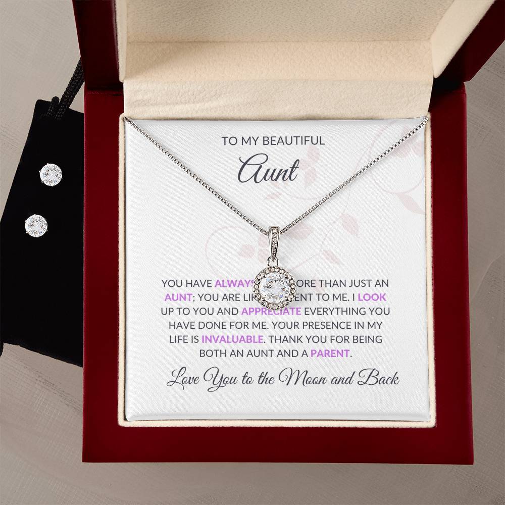 To My Sweet Aunt – Forever Love Necklace and Earrings Set | A Special Gift for Aunt - SOUVMOUR