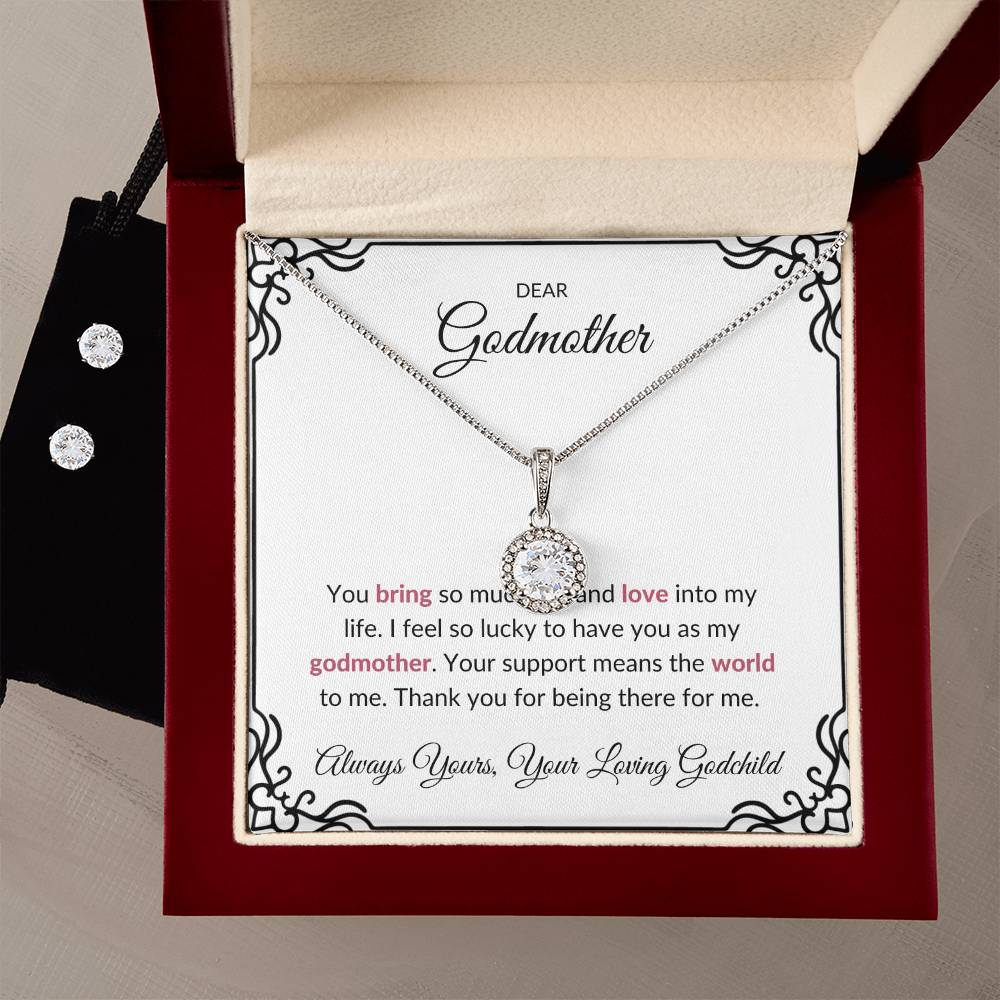 To My Lovely Godmother Eternal Hope Necklace & Earring Set | A Beautiful Gift to Honor a Cherished Godmother | Godmother Gift