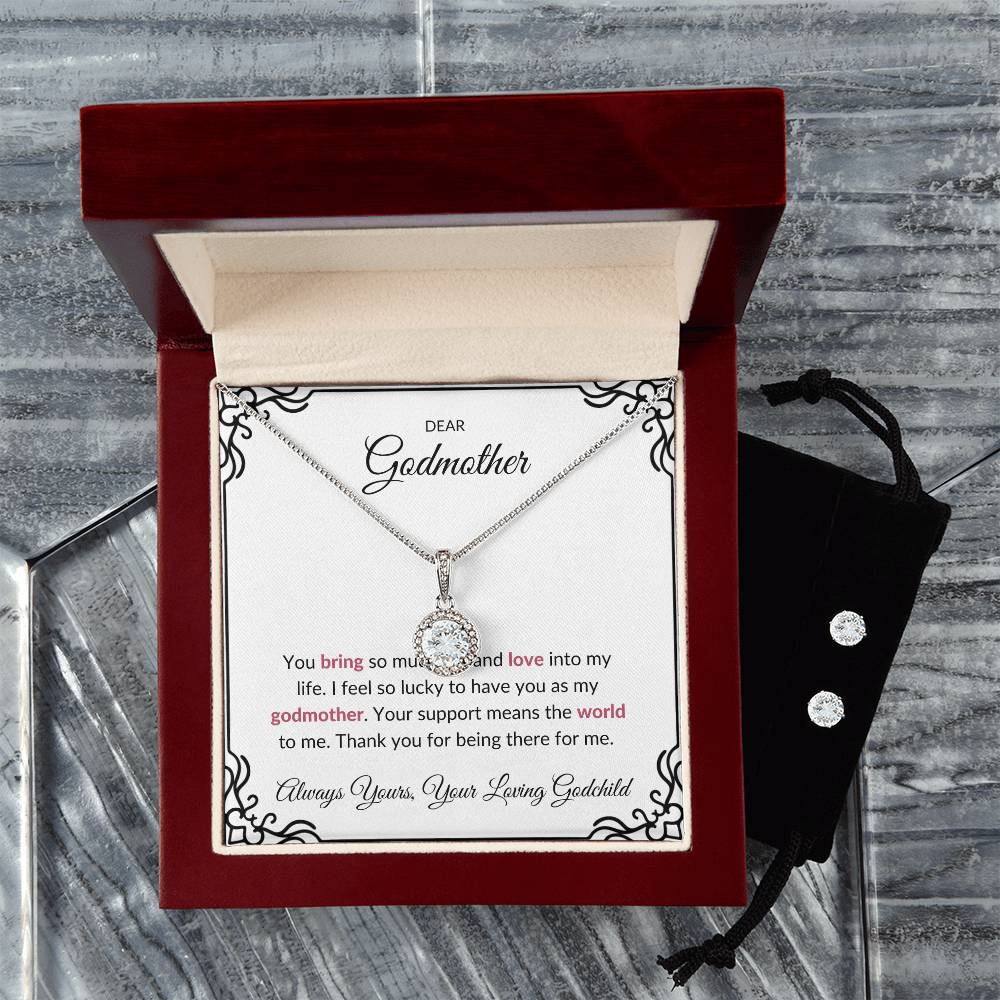 To My Lovely Godmother Eternal Hope Necklace & Earring Set | A Beautiful Gift to Honor a Cherished Godmother | Godmother Gift