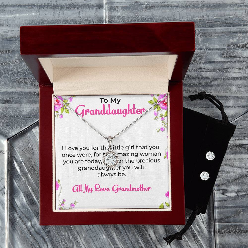 To My Dear Granddaughter | Eternal Hope Necklace & Earring Set, Grandmother & Granddaughter Bond Necklace