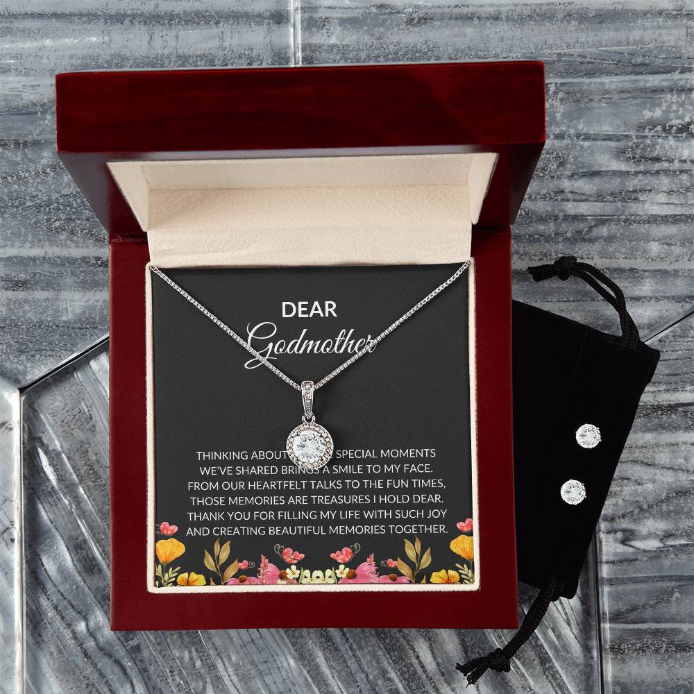 To My Dear Godmother Eternal Hope Necklace & Earring Set – Elegant Jewelry Gift | Godmother Gift