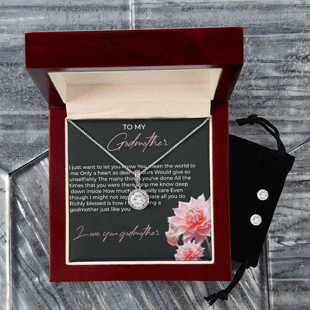 To My Godmother Eternal Hope Necklace & Earring Set – A Heartfelt Symbol of Love and Gratitude | Godmother Gift