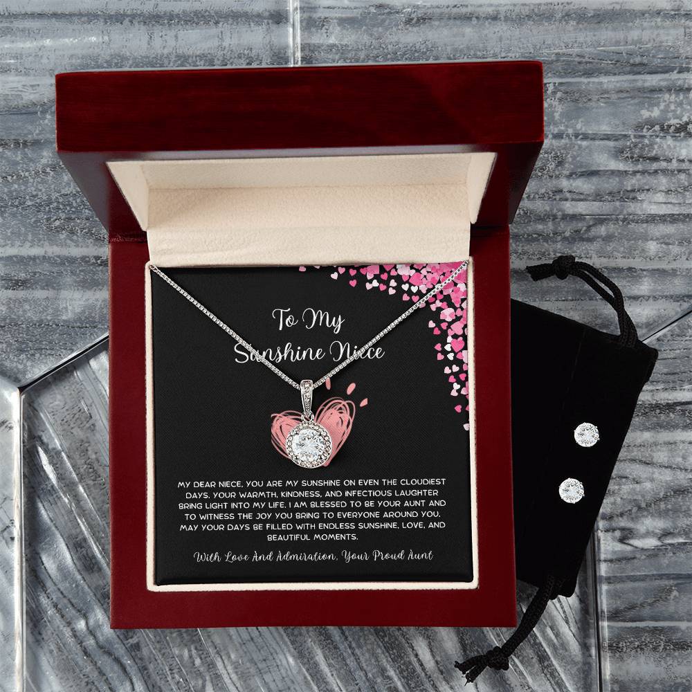 To My Sunshine Niece - From Aunt to Niece Eternal Hope Necklace With Earrings - SOUVMOUR
