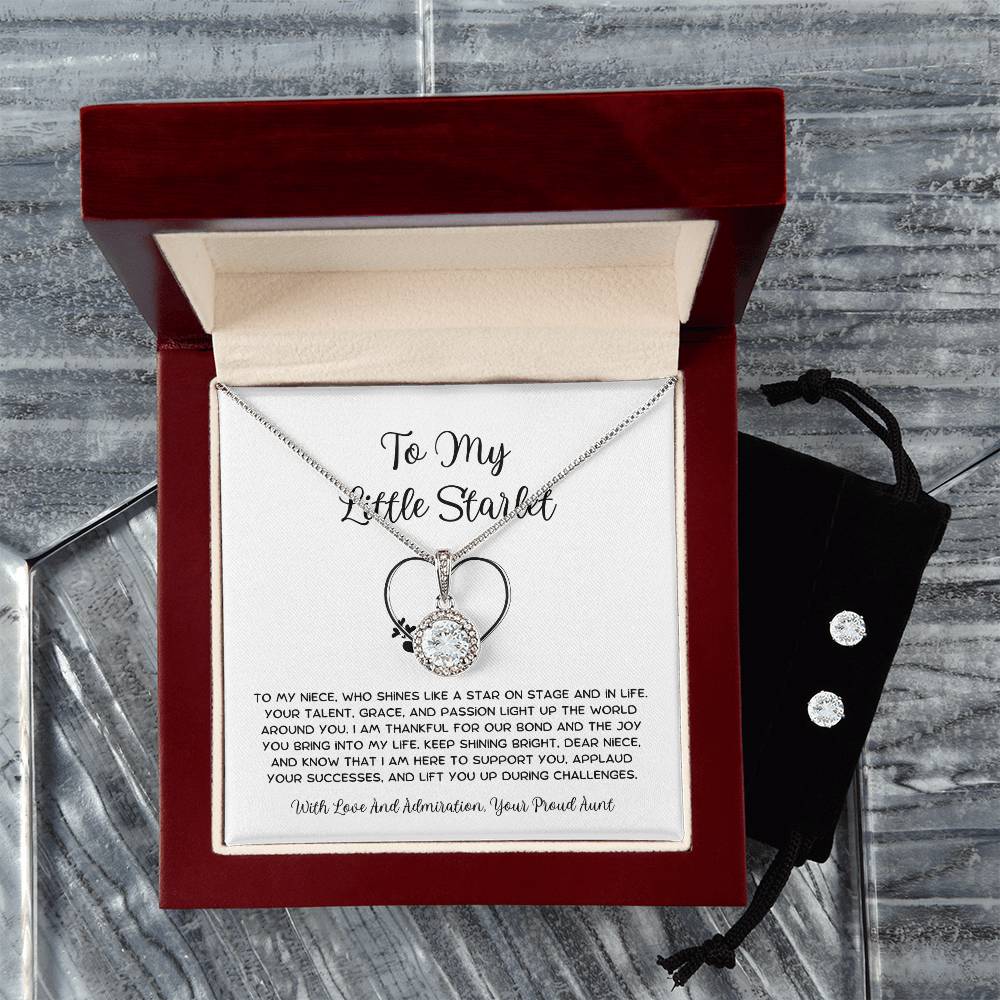 To My Little Starlet - From Aunt to Niece Eternal Hope Necklace With Earrings - SOUVMOUR
