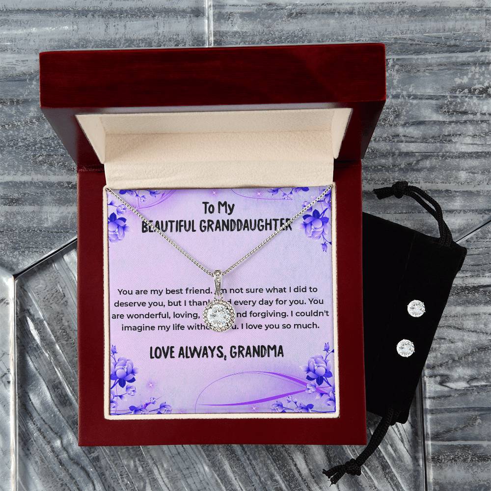 To My Wonderful Granddaughter | Eternal Hope Necklace & Earring Set, Grandmother & Granddaughter Bond Necklace