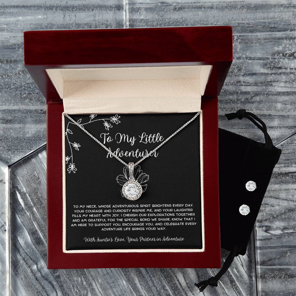 To My Little Adventurer - From Aunt to Niece Eternal Hope Necklace With Earrings - SOUVMOUR