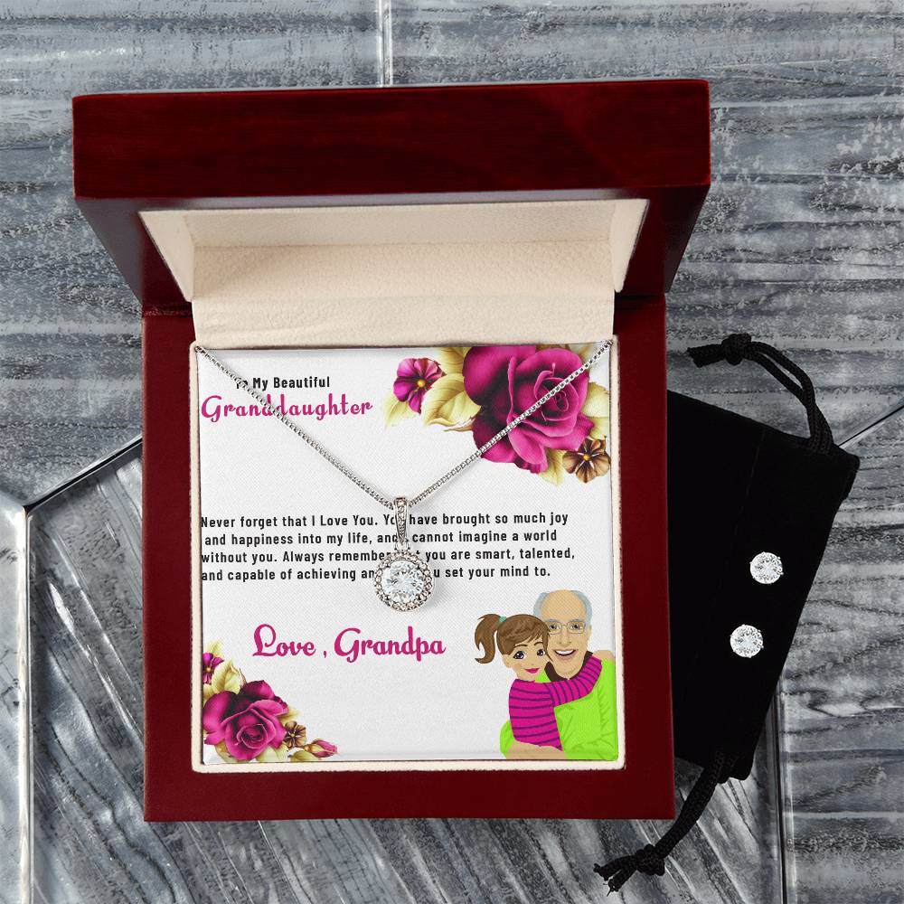To My Lovely Granddaughter | Eternal Hope Necklace & Earring Set, Gift from Grandpa to Granddaughter