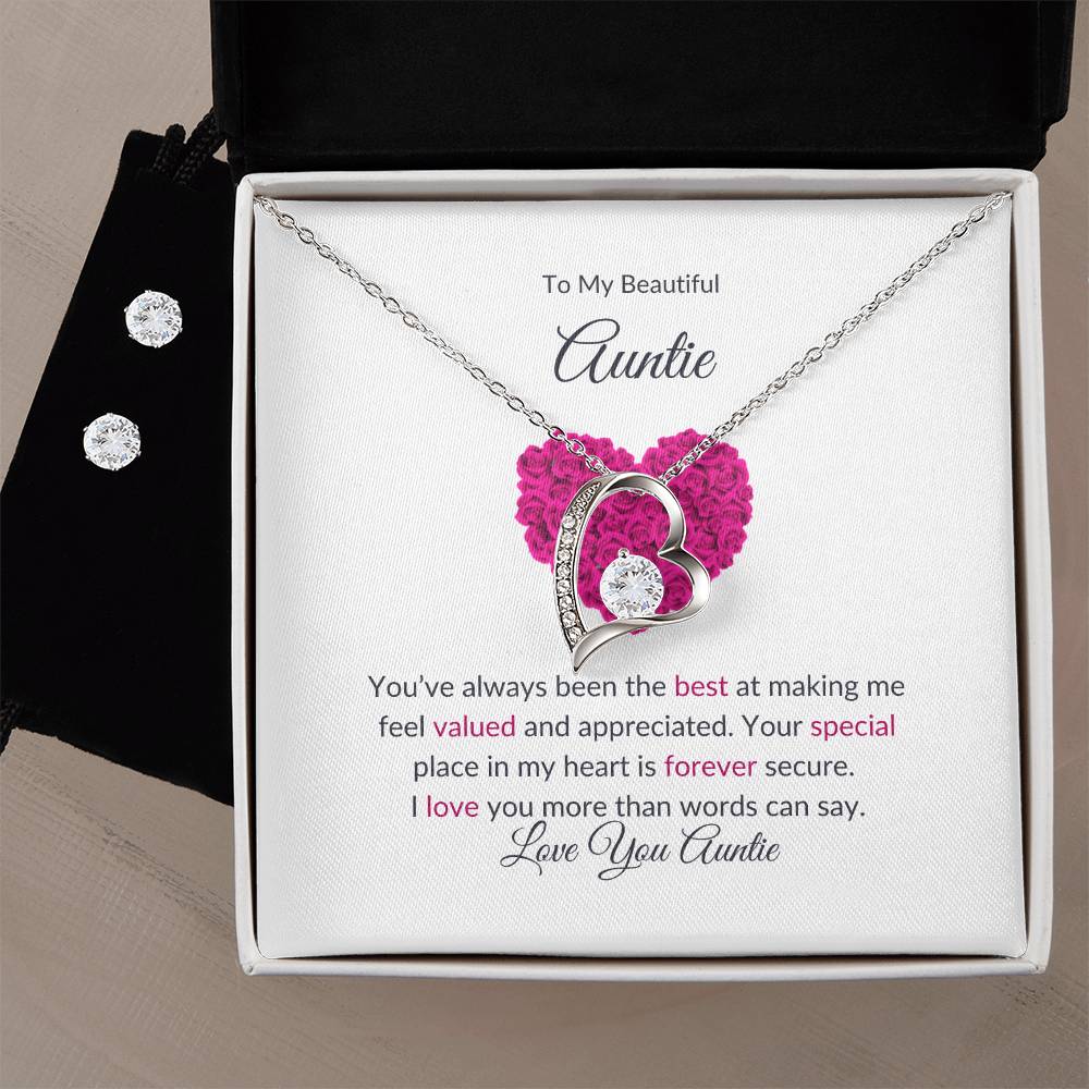 Classic Forever Love Necklace and Earring Sets Gift For Aunt - SOUVMOUR