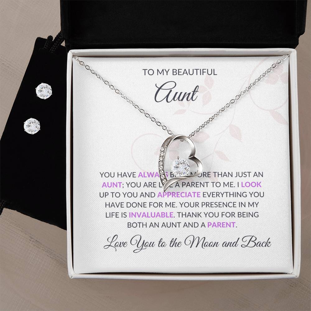 To My Aunt Necklace – Beautiful Classic Forever Love Necklace and Earring Set Gift - SOUVMOUR