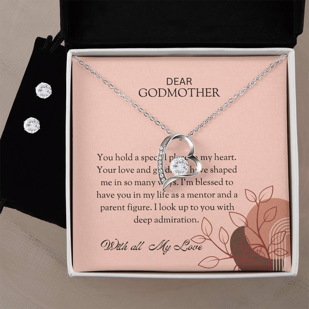 To My Special Godmother Forever Love Necklace & Earring Set | Godmother Gift | Godmother Necklace