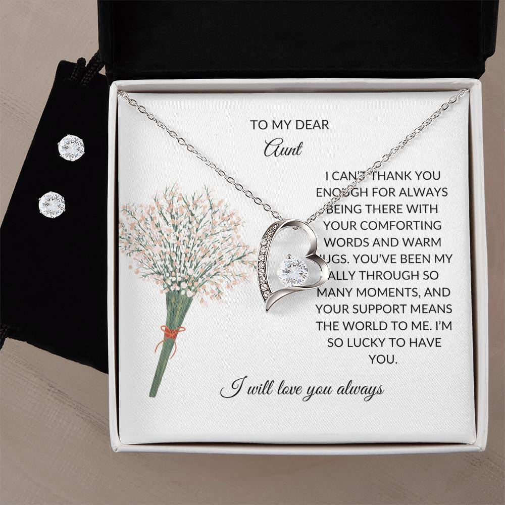 For My Dear Aunt – Radiant Forever Love Necklace and Earring Set - SOUVMOUR