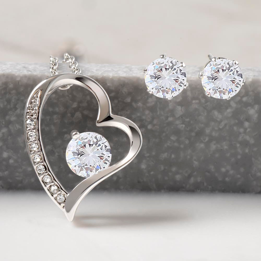 To My Lifetime Best Friend - Forever Love Necklace and Earrings Set | Gift for Best Friend | Friendship Gift
