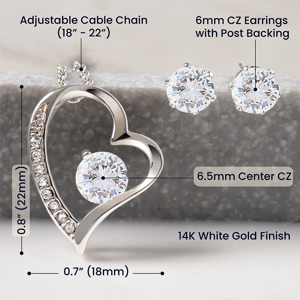 To My Wonderful Granddaughter | Forever Love Necklace & Earring Set, Grandmother & Granddaughter Bond Necklace