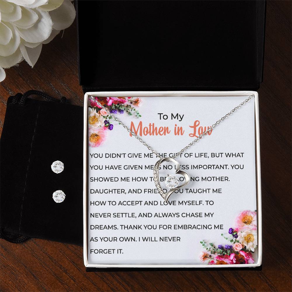 To My Cherished Mother-in-law | Forever Love Necklace & Earring Set | Loving Gift for Mother-in-law