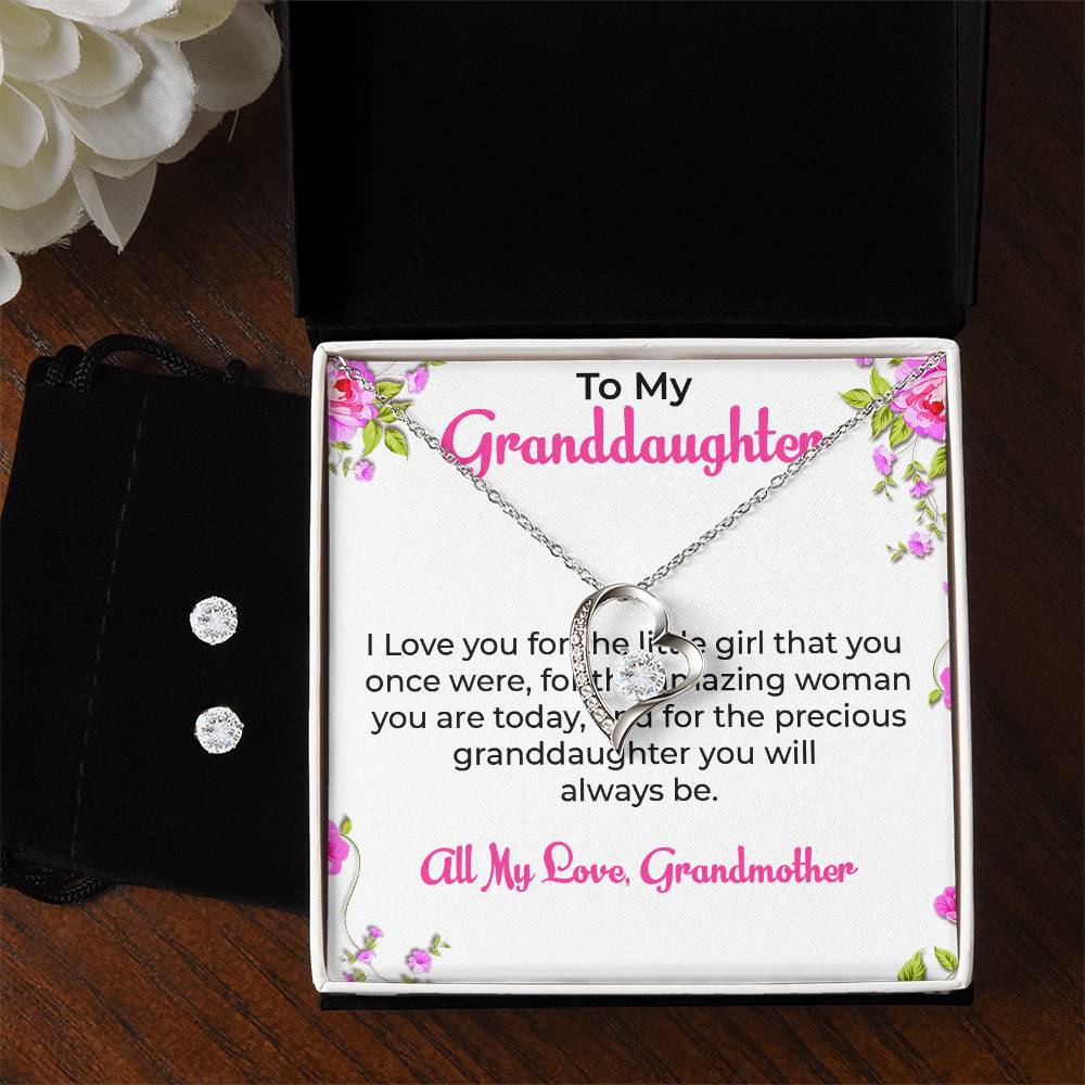 To My Special Granddaughter | Forever Love Necklace & Earring Set, Grandmother & Granddaughter Bond Necklace