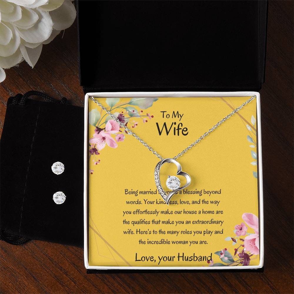 To My Wife, My Universe - Forever Love Necklace & Earring Set | Necklace Pendant For Her