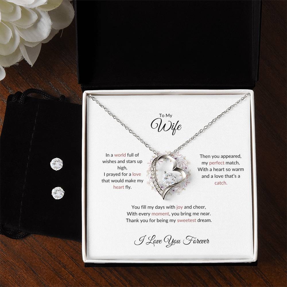 To My Beloved Wife, The Woman I Prayed For - Forever Love Necklace & Earring Set