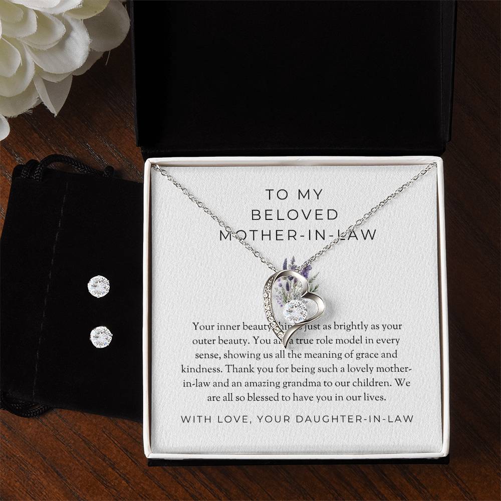 To My Beloved Mother-in-law | Forever Love Necklace & Earring Set | Treasured Mother-in-law Gift