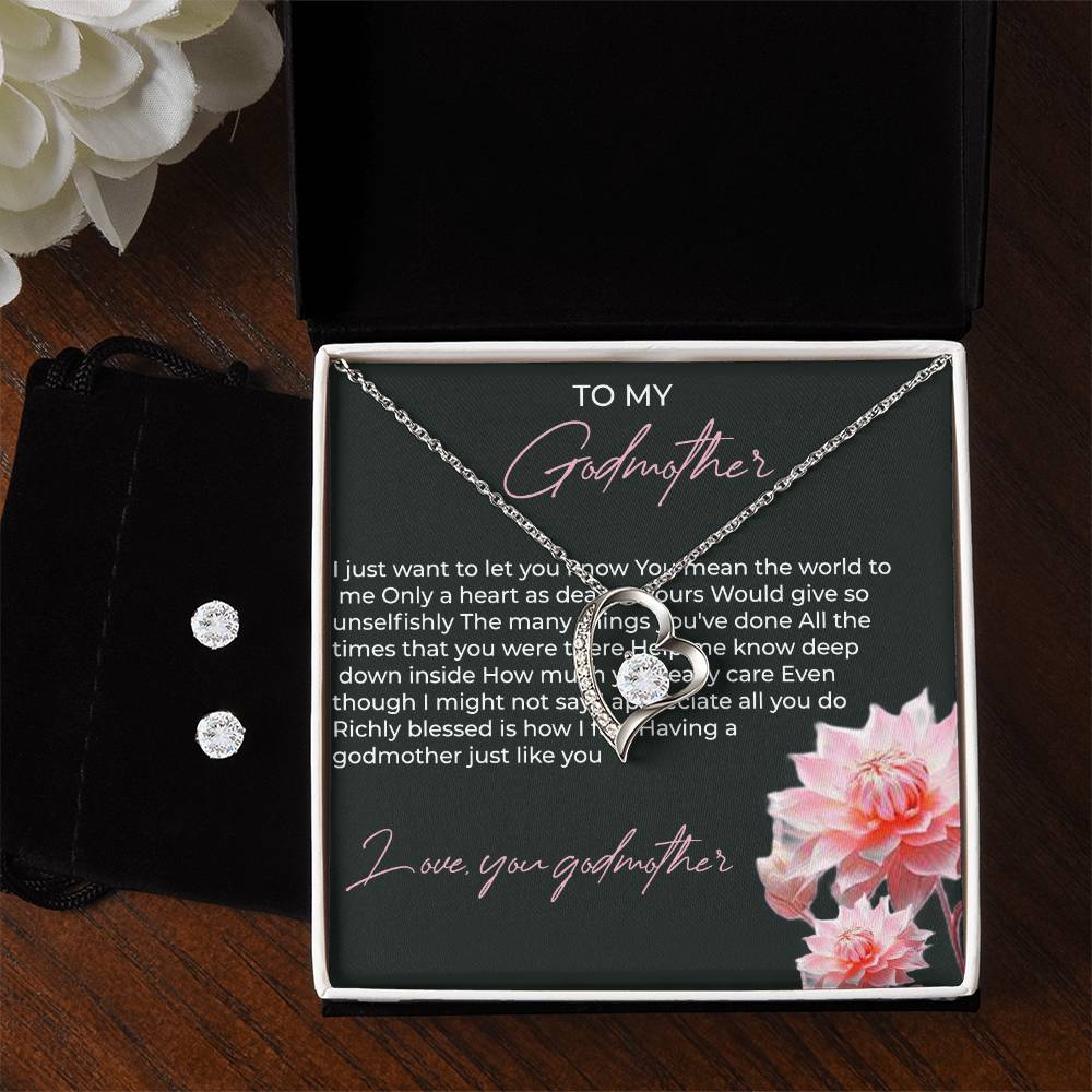 To My Godmother Forever Love Necklace & Earring Set | Godmother Gift | Godmother Necklace