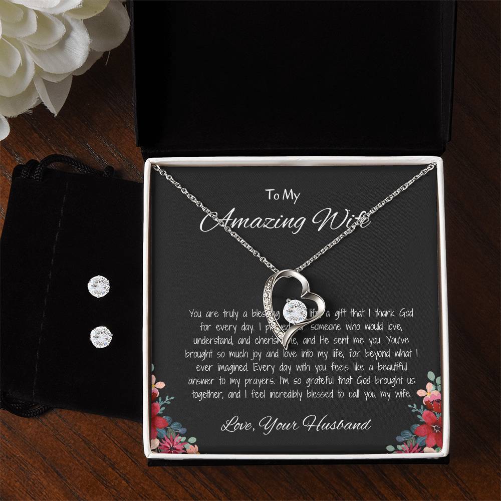 To My Amazing Wife, My Forever Love - Forever Love Necklace & Earring Set