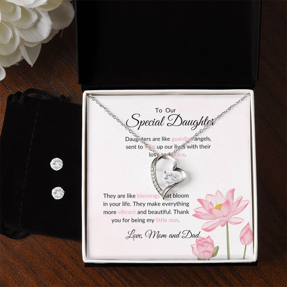 To My Special Daughter – Stunning Forever Love Necklace & Earrings Bundle Gift